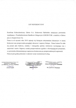 List ref. KOMBINAT KOKSOCHEMICZNY