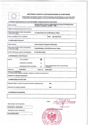 Certyfikat UTK
